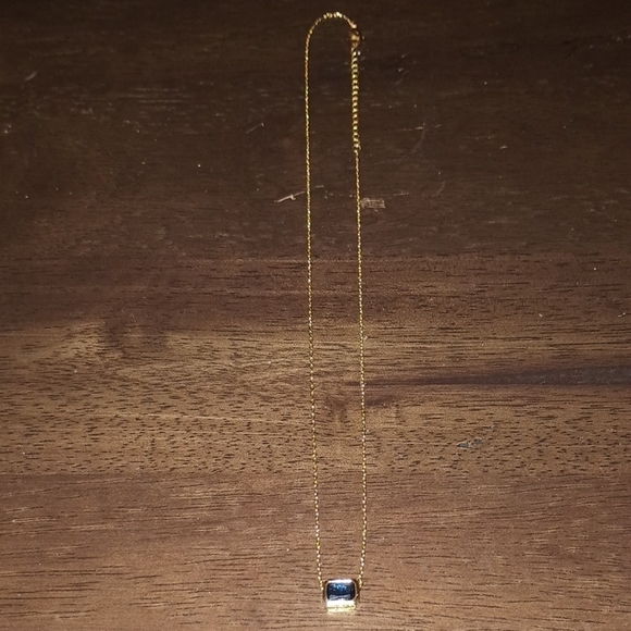14K Gold Plated Blue Stone Necklace - Picture 1 of 3